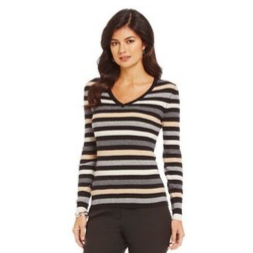 Alex Marie Cashmere Sweater Brown Striped XL